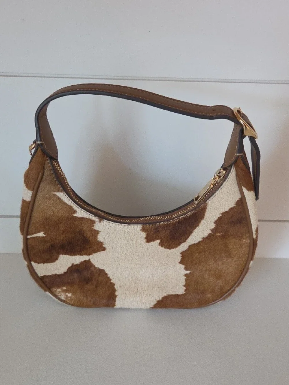 Coach Cowhide Patchwork Hobo in Brown and Cream